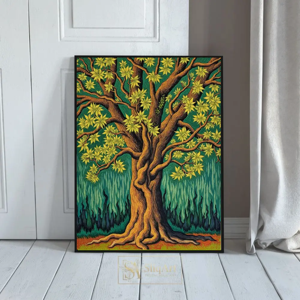 Gnarled Tree of Life - Stylized Nature Canvas Art