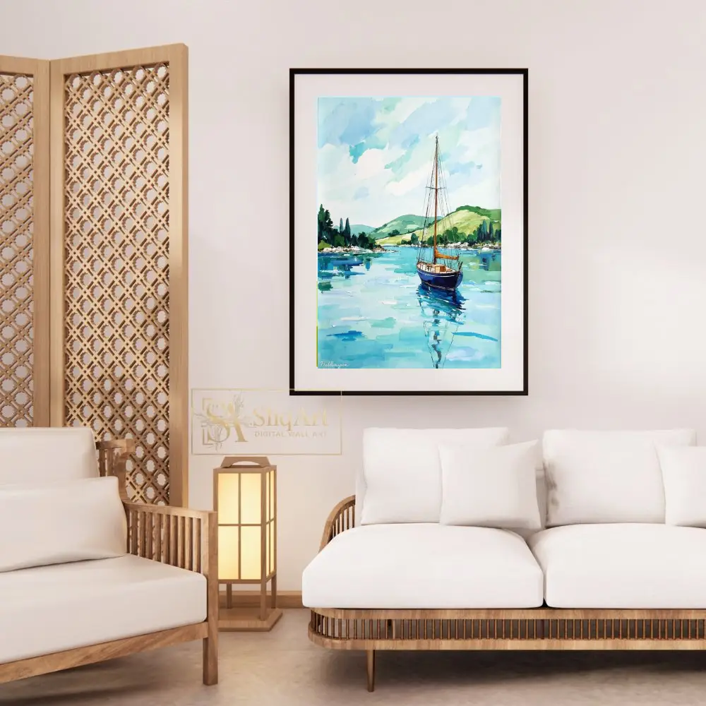 NAU-aqua-serenity-impasto-sailboat-calm-bay-digital-art-print-351-03 NAU aqua serenity impasto sailboat calm bay digital art print 351