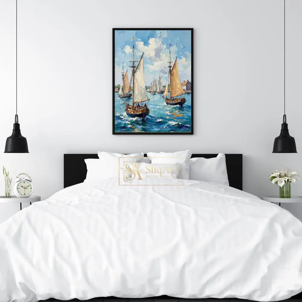 NAU-azure-fleet-impasto-sailing-regatta-digital-art-354-02 NAU azure fleet impasto sailing regatta digital art 354
