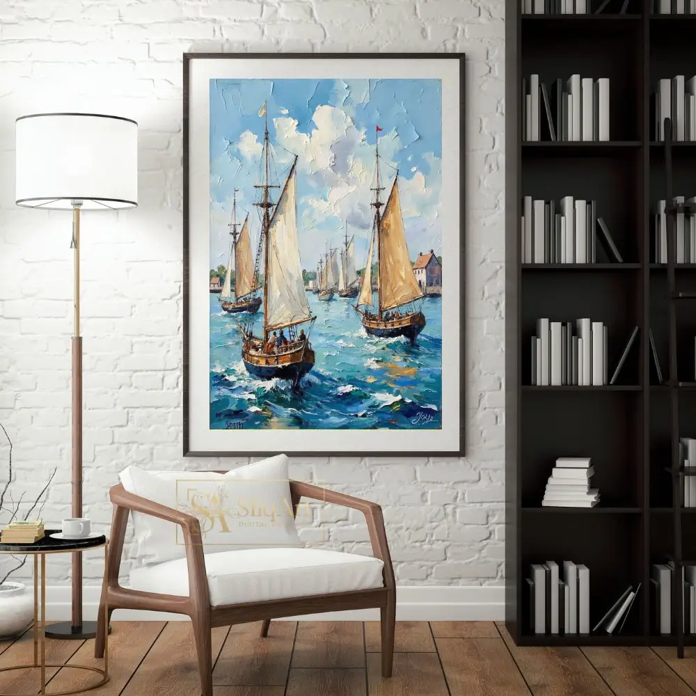 NAU-azure-fleet-impasto-sailing-regatta-digital-art-354-04 NAU azure fleet impasto sailing regatta digital art 354