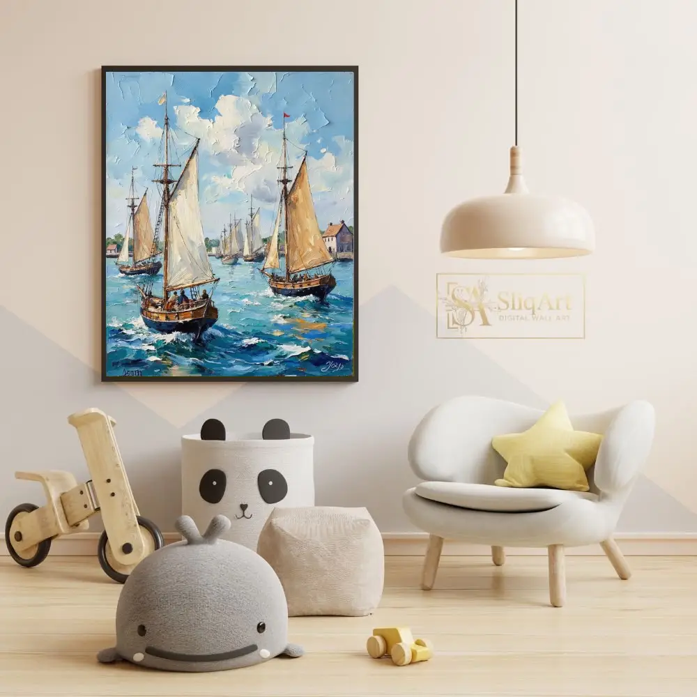 NAU-azure-fleet-impasto-sailing-regatta-digital-art-354-05 NAU azure fleet impasto sailing regatta digital art 354