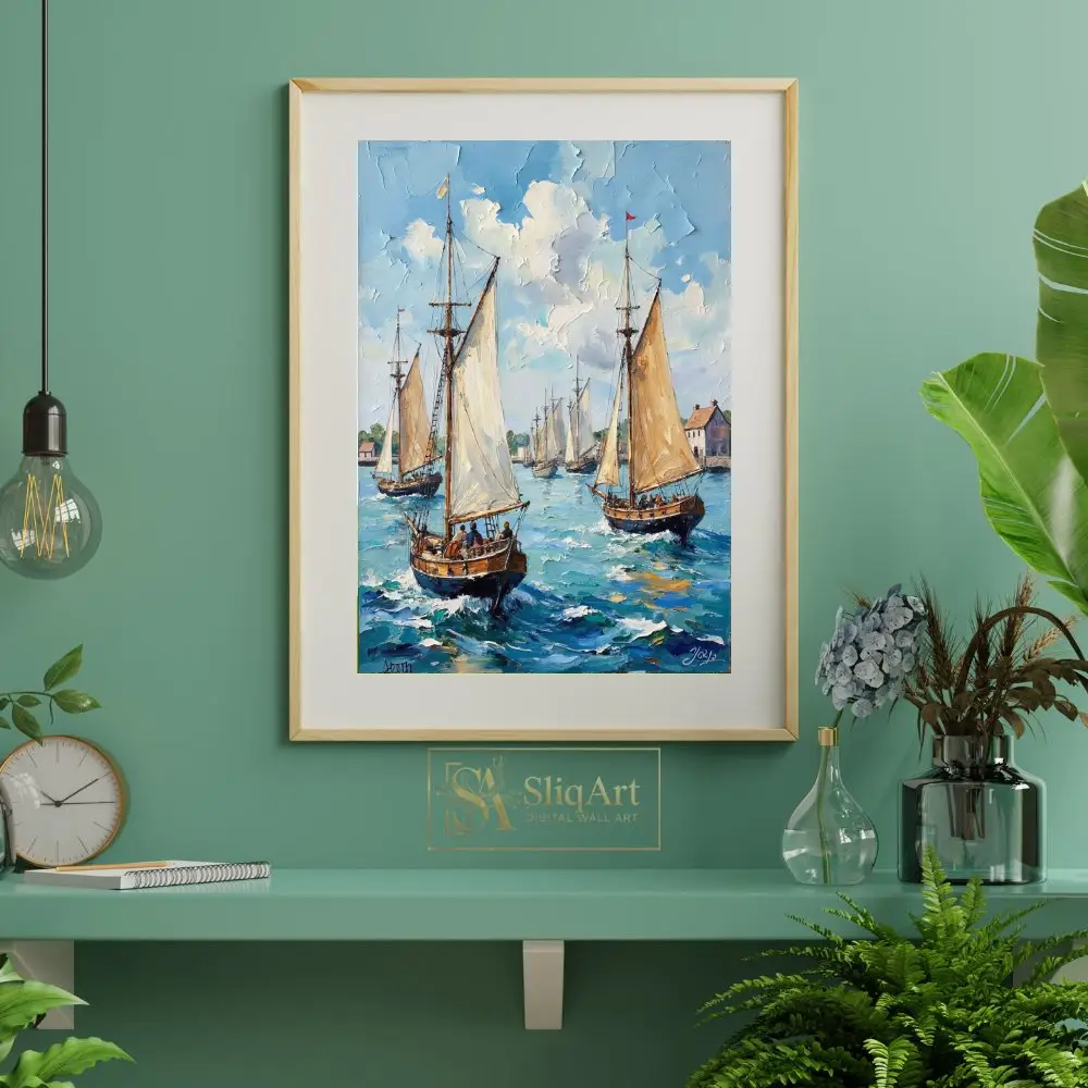 NAU-azure-fleet-impasto-sailing-regatta-digital-art-354-06 NAU azure fleet impasto sailing regatta digital art 354