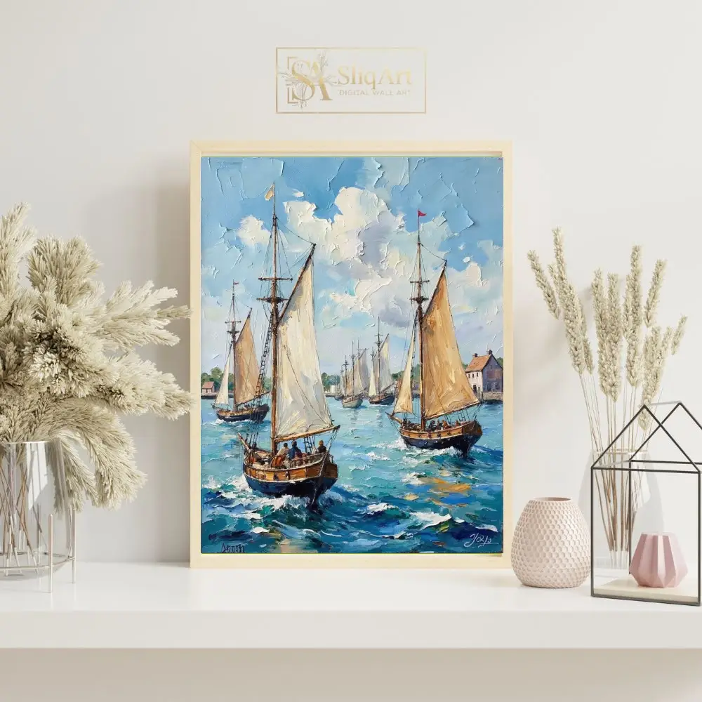 NAU-azure-fleet-impasto-sailing-regatta-digital-art-354-07 NAU azure fleet impasto sailing regatta digital art 354