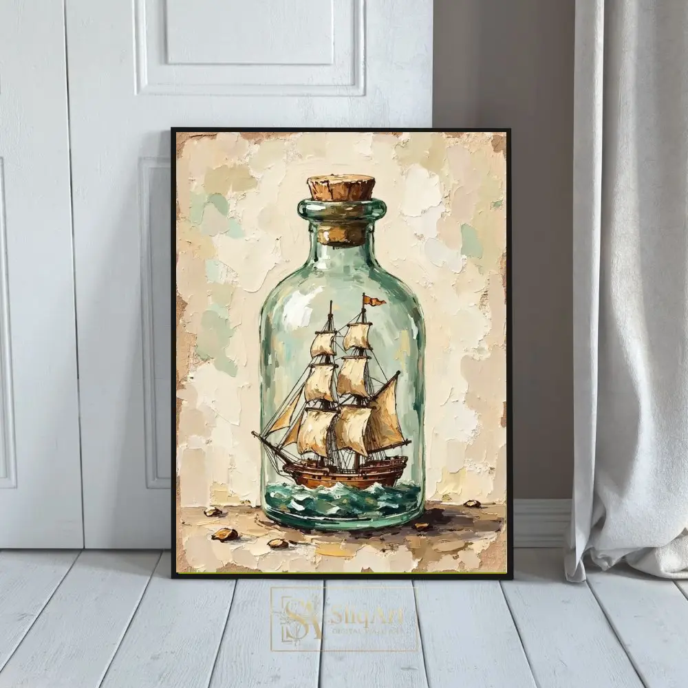 NAU-bottled-dream-impasto-ship-in-bottle-digital-art-print-357-01 NAU bottled dream impasto ship in bottle digital art print 357