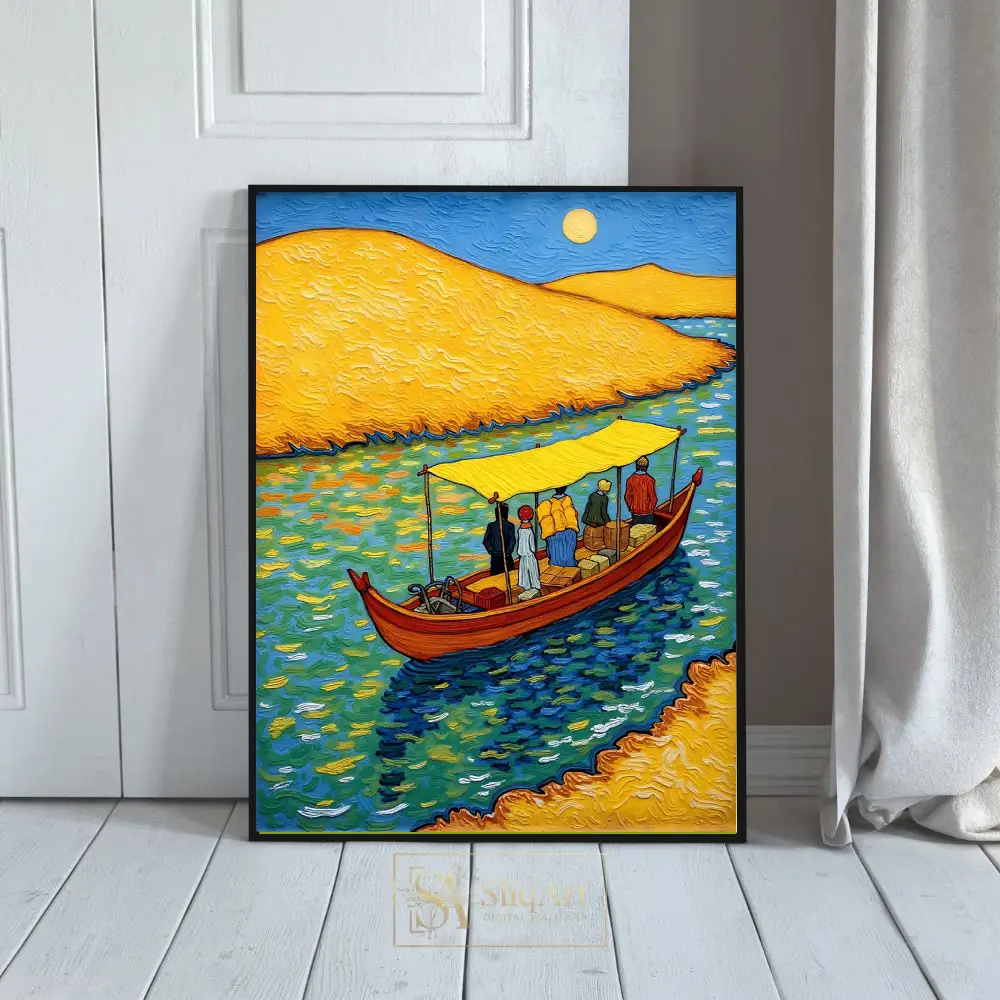 Golden Sands River Journey Impasto Wall Art