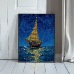 NAU christmas ship with sails and a tall tree on deck 092