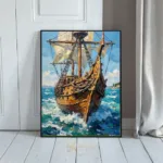 NAU golden galleon impasto tall ship digital art print 376