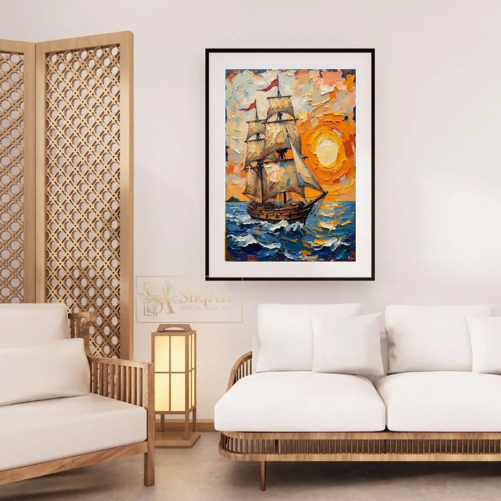 NAU-golden-voyage-impasto-tall-ship-sunset-art-383-03 NAU golden voyage impasto tall ship sunset art 383