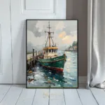 NAU harbor respite impasto fishing trawler art 385