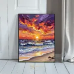 NAU inferno sunset impasto ocean beach digital art print 387