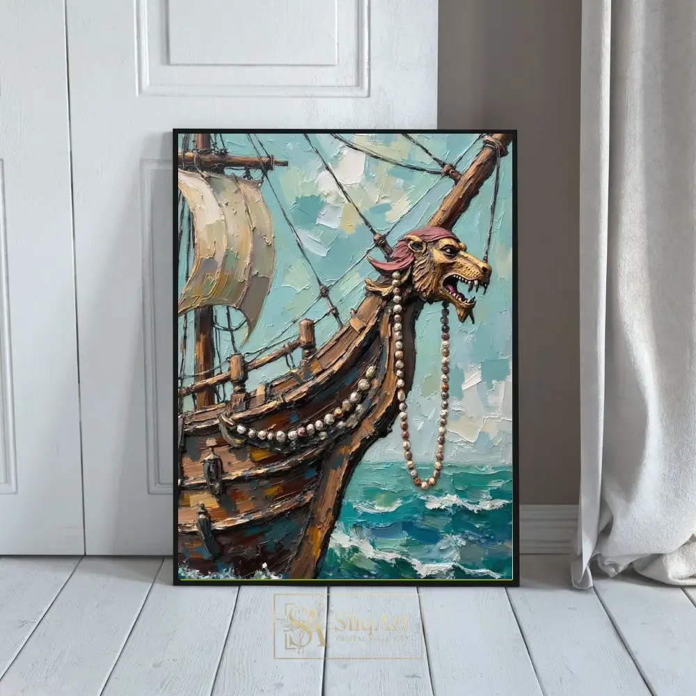 NAU-lionheart-prow-impasto-tall-ship-digital-art-print-390-01 NAU lionheart prow impasto tall ship digital art print 390