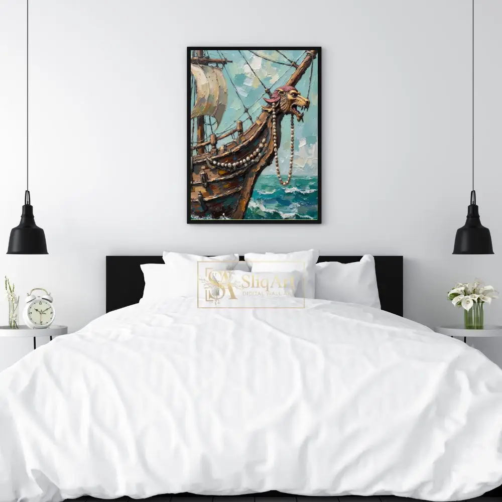 NAU-lionheart-prow-impasto-tall-ship-digital-art-print-390-02 NAU lionheart prow impasto tall ship digital art print 390