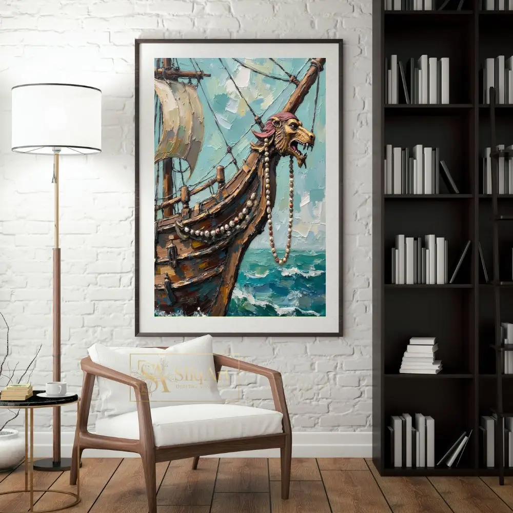 NAU-lionheart-prow-impasto-tall-ship-digital-art-print-390-04 NAU lionheart prow impasto tall ship digital art print 390