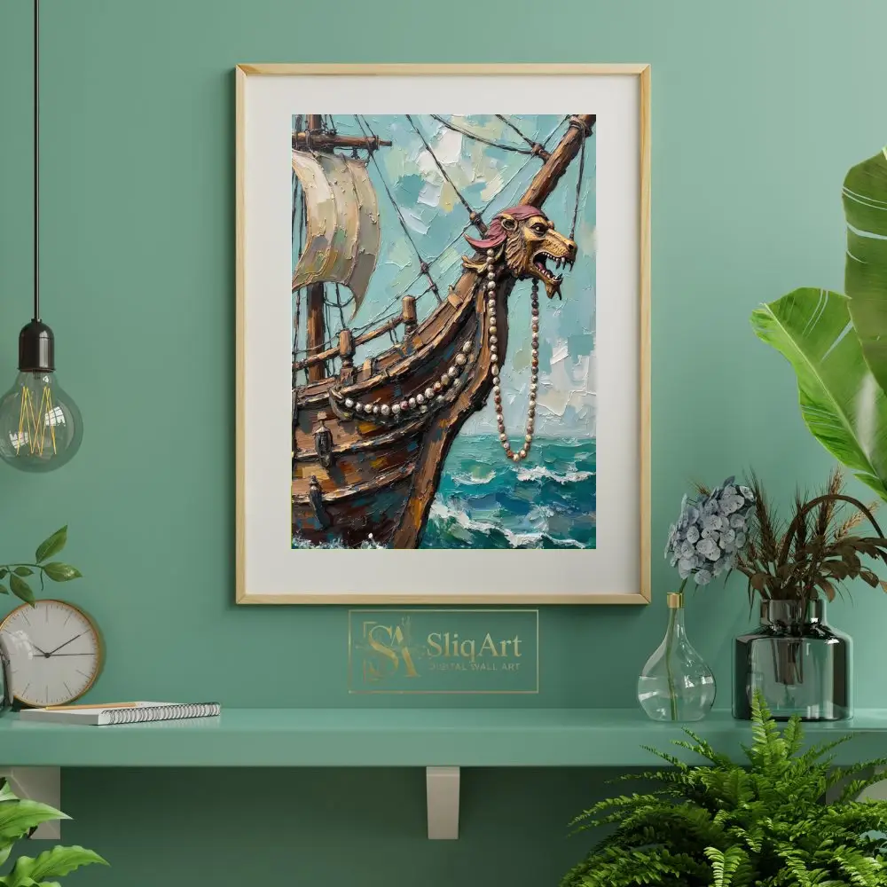 NAU-lionheart-prow-impasto-tall-ship-digital-art-print-390-06 NAU lionheart prow impasto tall ship digital art print 390