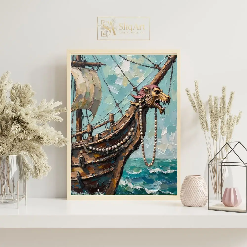 NAU-lionheart-prow-impasto-tall-ship-digital-art-print-390-07 NAU lionheart prow impasto tall ship digital art print 390