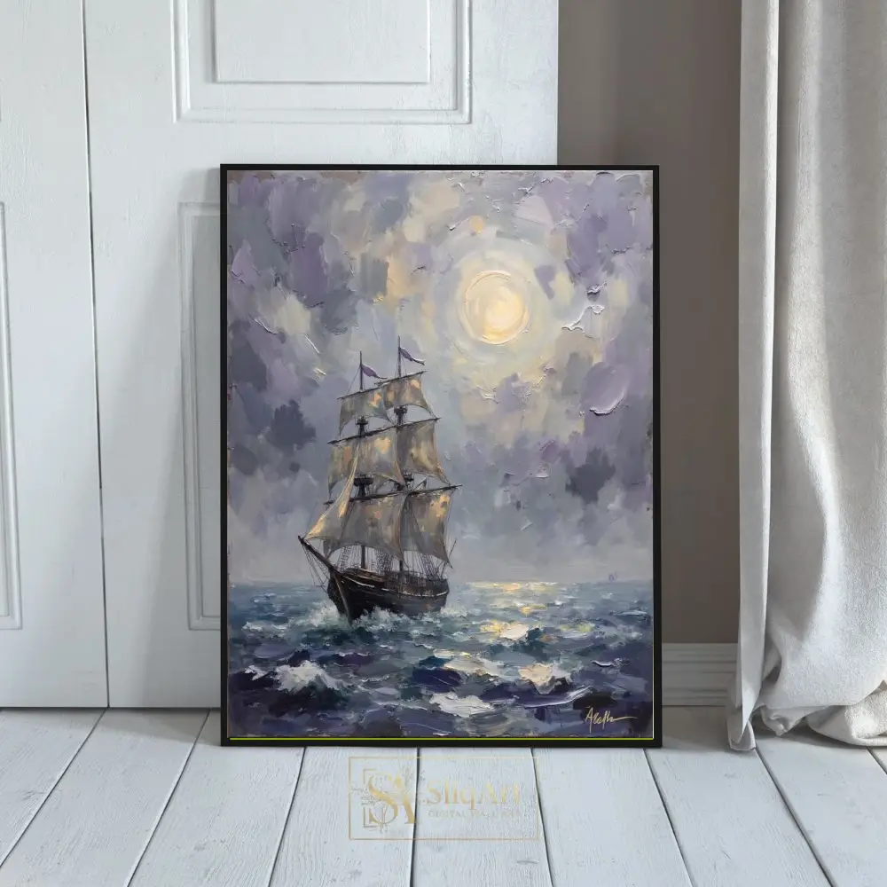 NAU-lunar-voyage-impasto-tall-ship-digital-art-print-391-01 NAU lunar voyage impasto tall ship digital art print 391