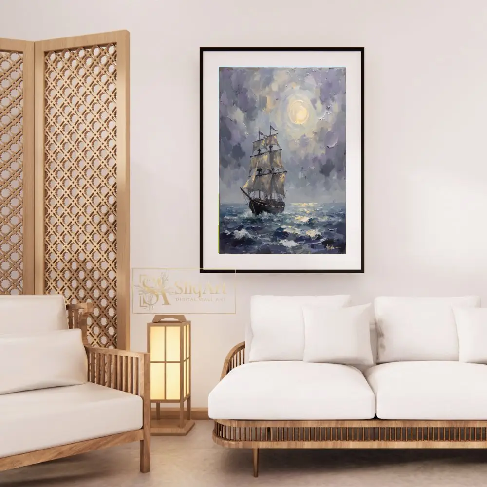 NAU-lunar-voyage-impasto-tall-ship-digital-art-print-391-03 NAU lunar voyage impasto tall ship digital art print 391