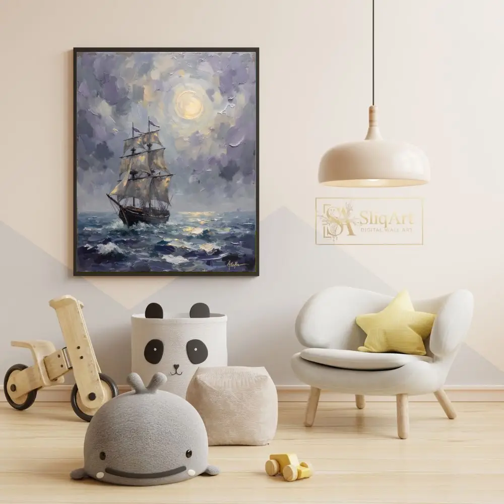 NAU-lunar-voyage-impasto-tall-ship-digital-art-print-391-05 NAU lunar voyage impasto tall ship digital art print 391