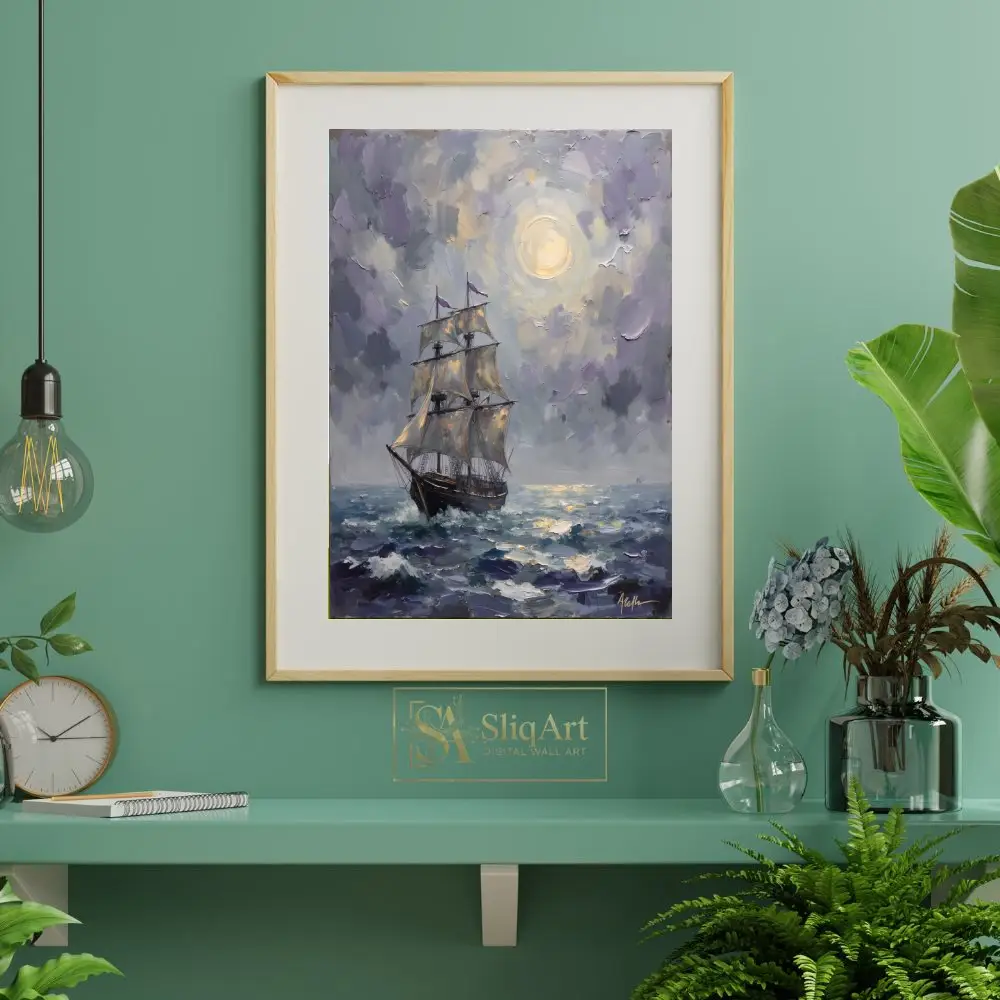 NAU-lunar-voyage-impasto-tall-ship-digital-art-print-391-06 NAU lunar voyage impasto tall ship digital art print 391