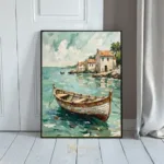 NAU mediterranean mooring impasto coastal village art 393