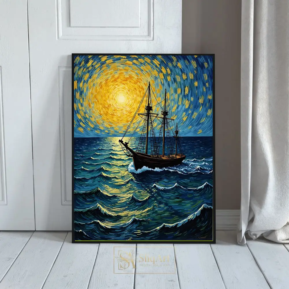 Celestial Voyage Impressionist Sailboat Canvas Art