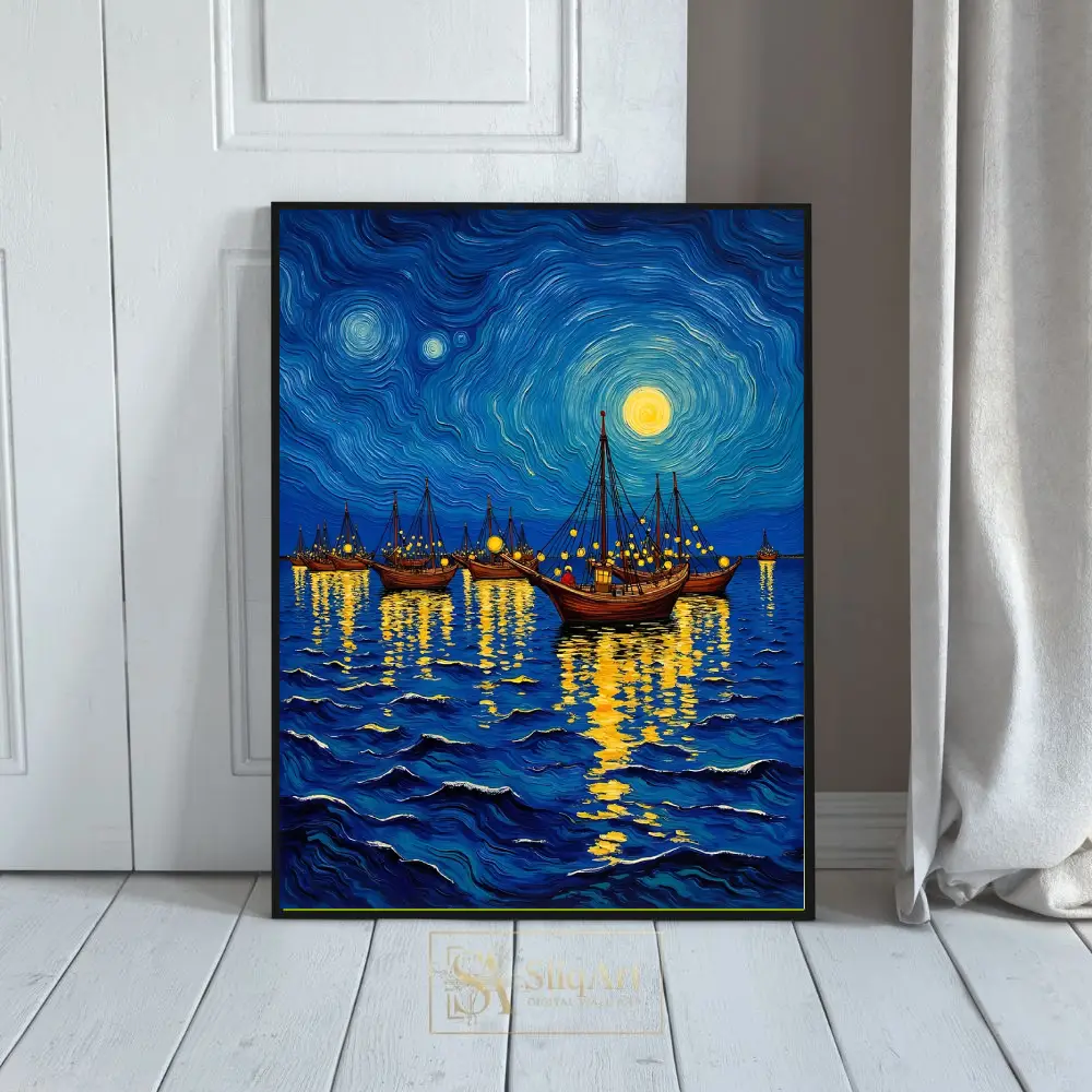 NAU-moonlit-ocean-with-sailing-ships-159-01 NAU moonlit ocean with sailing ships 159