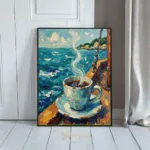 NAU ocean embrace impasto coffee mug coastal view art 399
