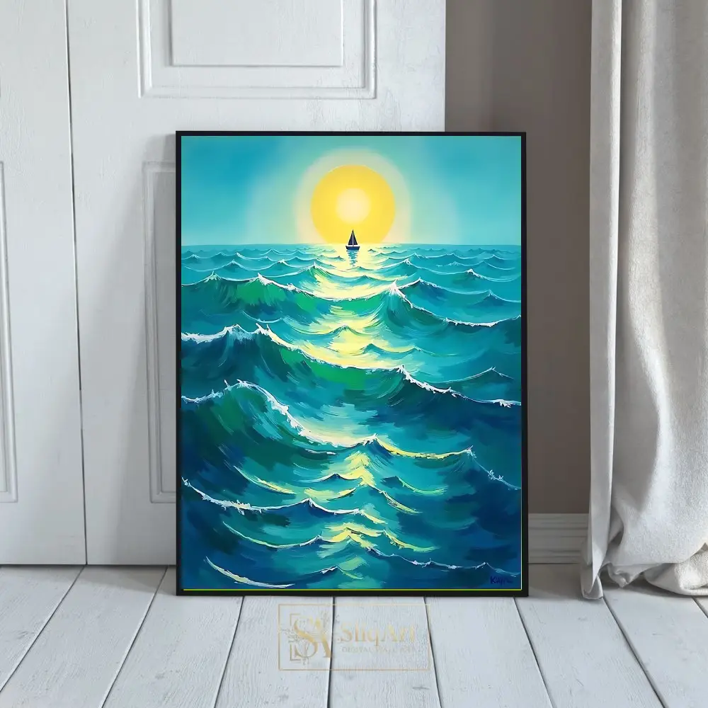 Serene Sailboat at Sunset - Impressionist Ocean Wall Art