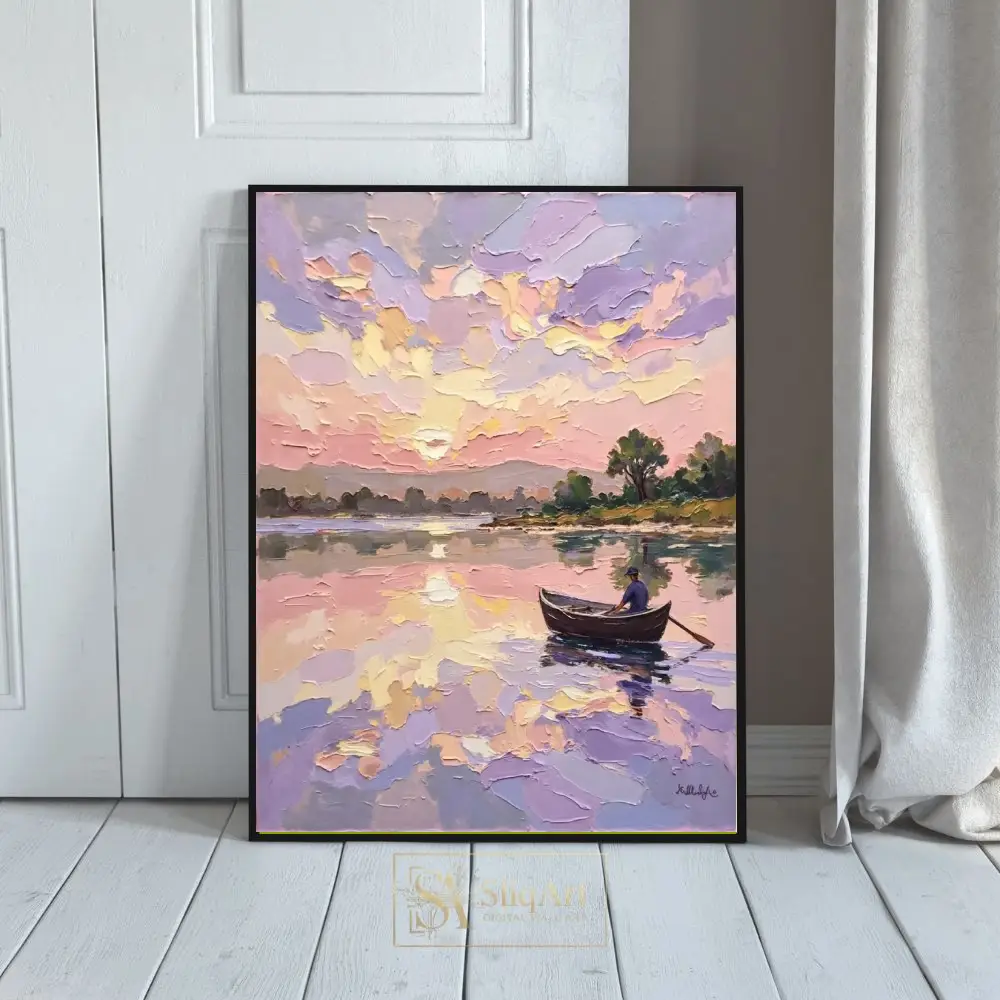 NAU-pastel-reverie-impasto-lake-sunset-rowboat-art-405-01 NAU pastel reverie impasto lake sunset rowboat art 405