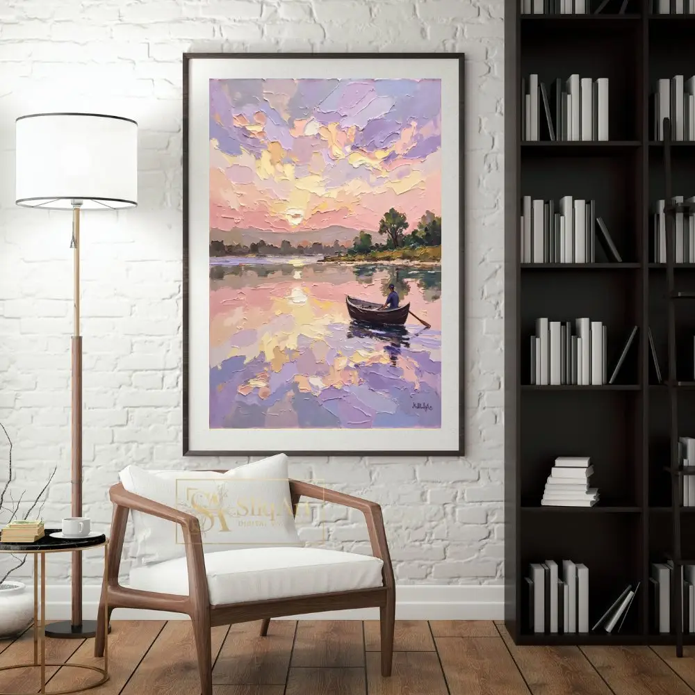 NAU-pastel-reverie-impasto-lake-sunset-rowboat-art-405-04 NAU pastel reverie impasto lake sunset rowboat art 405