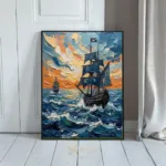NAU pirates twilight impasto galleons fiery seas ar 407