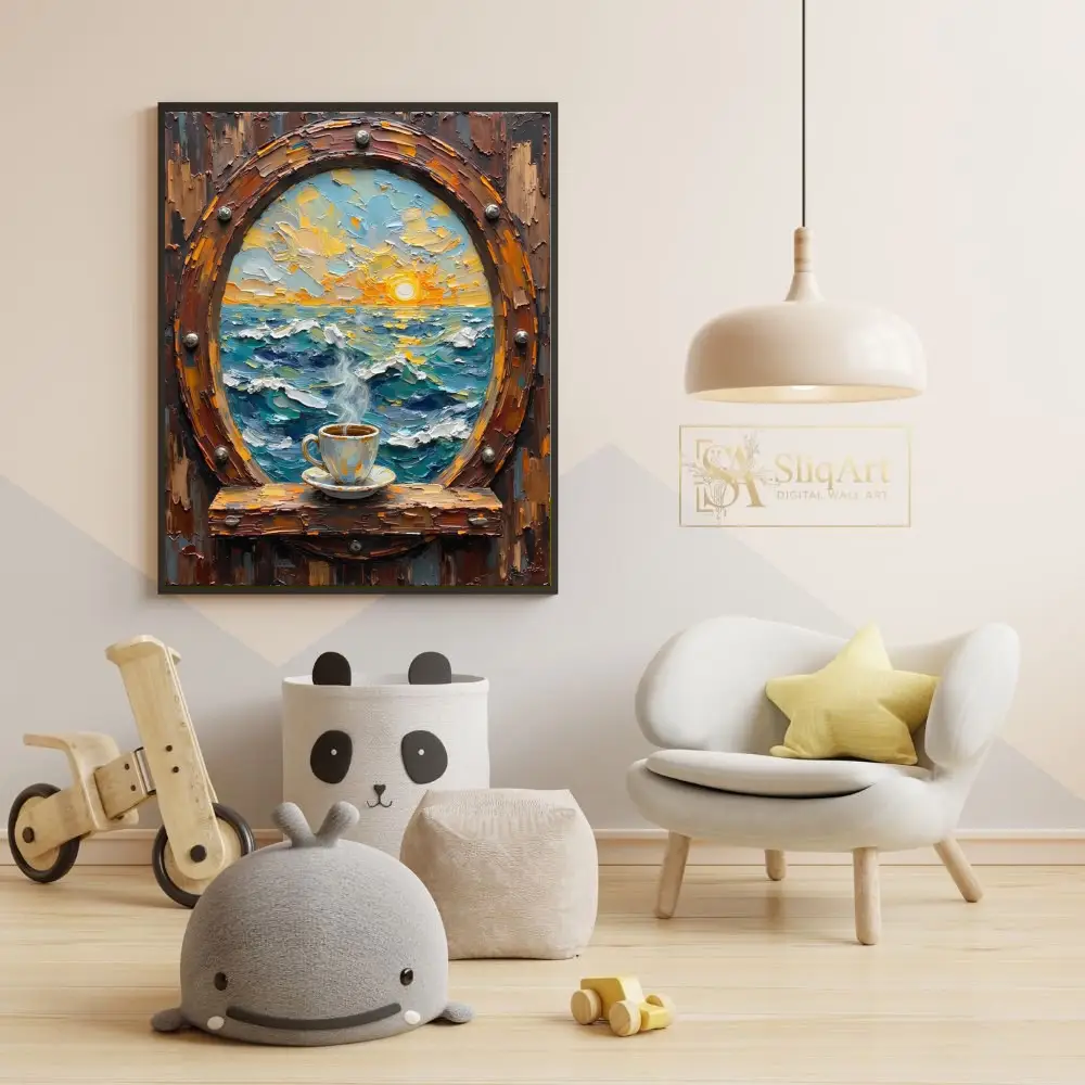NAU-porthole-paradise-impasto-coffee-ocean-sunrise-sunset-art-print-408-05 NAU porthole paradise impasto coffee ocean sunrise sunset art print 408