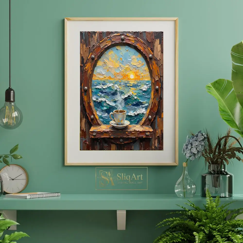 NAU-porthole-paradise-impasto-coffee-ocean-sunrise-sunset-art-print-408-06 NAU porthole paradise impasto coffee ocean sunrise sunset art print 408