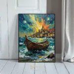 NAU radiant shores impasto coastal village art 411