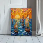 NAU regatta of joy impasto sunset fleet digital art print 412