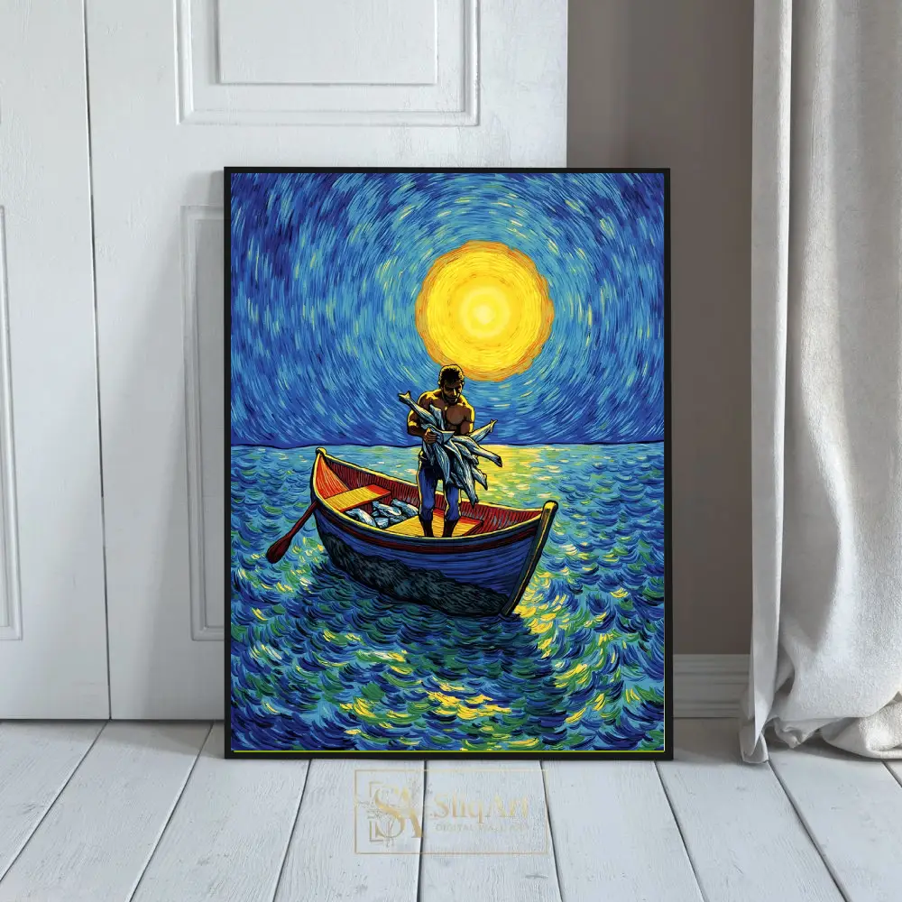 Impressionist Fisherman at Sea Canvas Art - Van Gogh Style