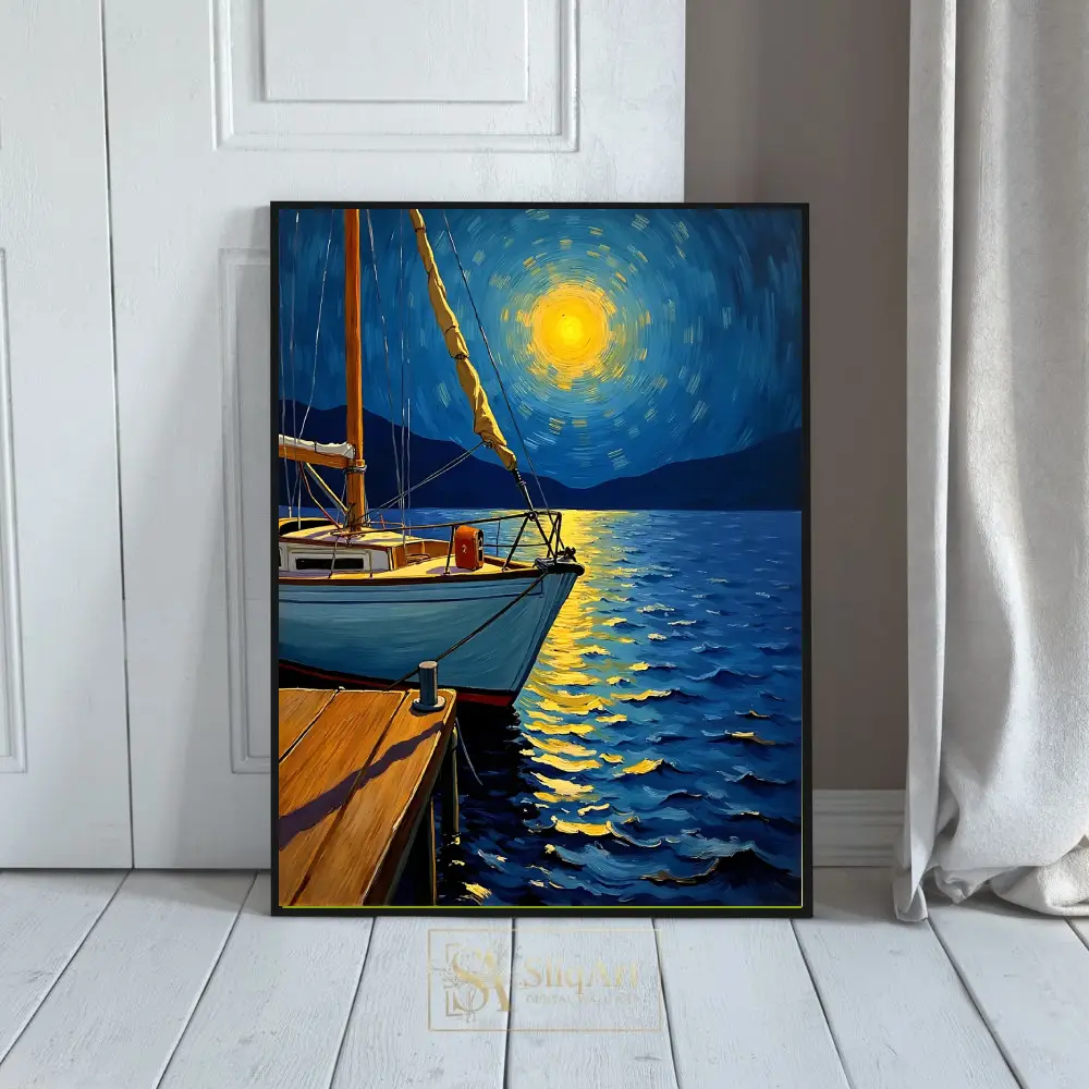 Celestial Sailboat Impressionist Canvas Art | SliqArt