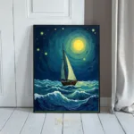 NAU sailboat moonlight art print 203