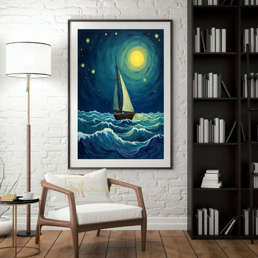 NAU-sailboat-moonlight-art-print-203-04 NAU sailboat moonlight art print 203