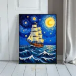 NAU sailboat painting with blue sky and stars 208