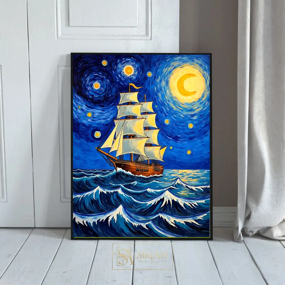 NAU-sailboat-painting-with-blue-sky-and-stars-208-01 NAU sailboat painting with blue sky and stars 208