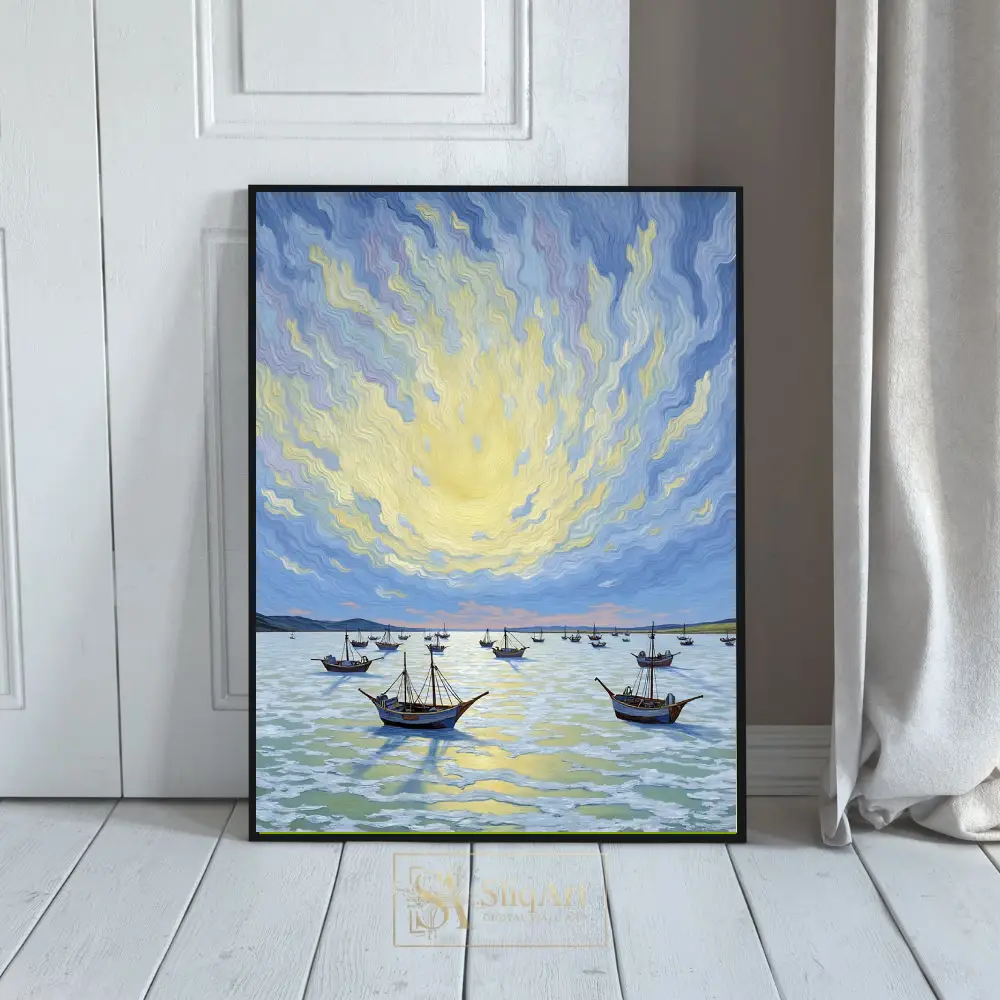 Celestial Harbour Impressionist Seascape Canvas Art