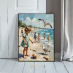 NAU seagulls secret impasto beach child art print 415