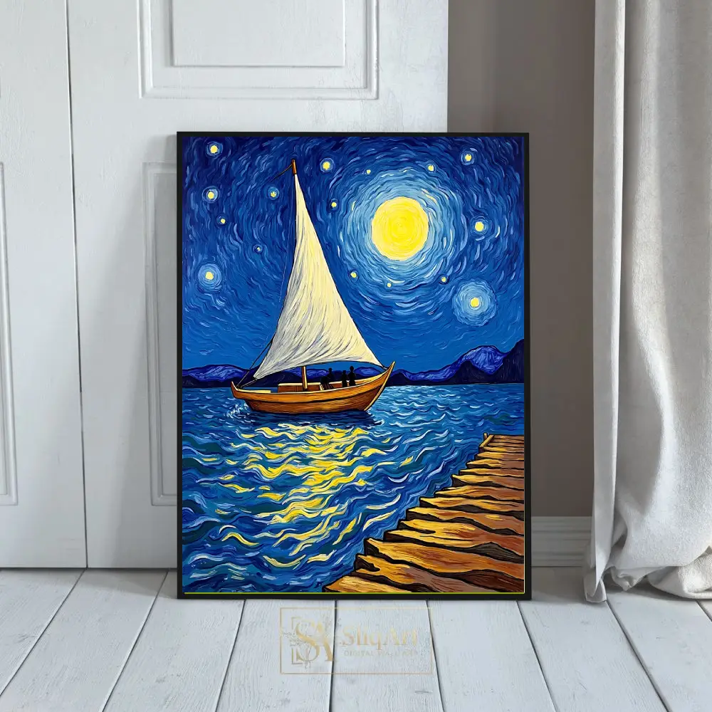 Celestial Voyage Impressionist Sailboat Wall Art