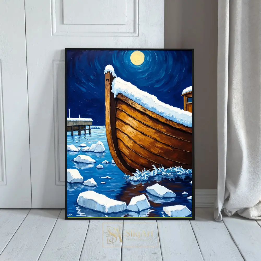 Arctic Night Voyage - Textured Impasto Canvas Art