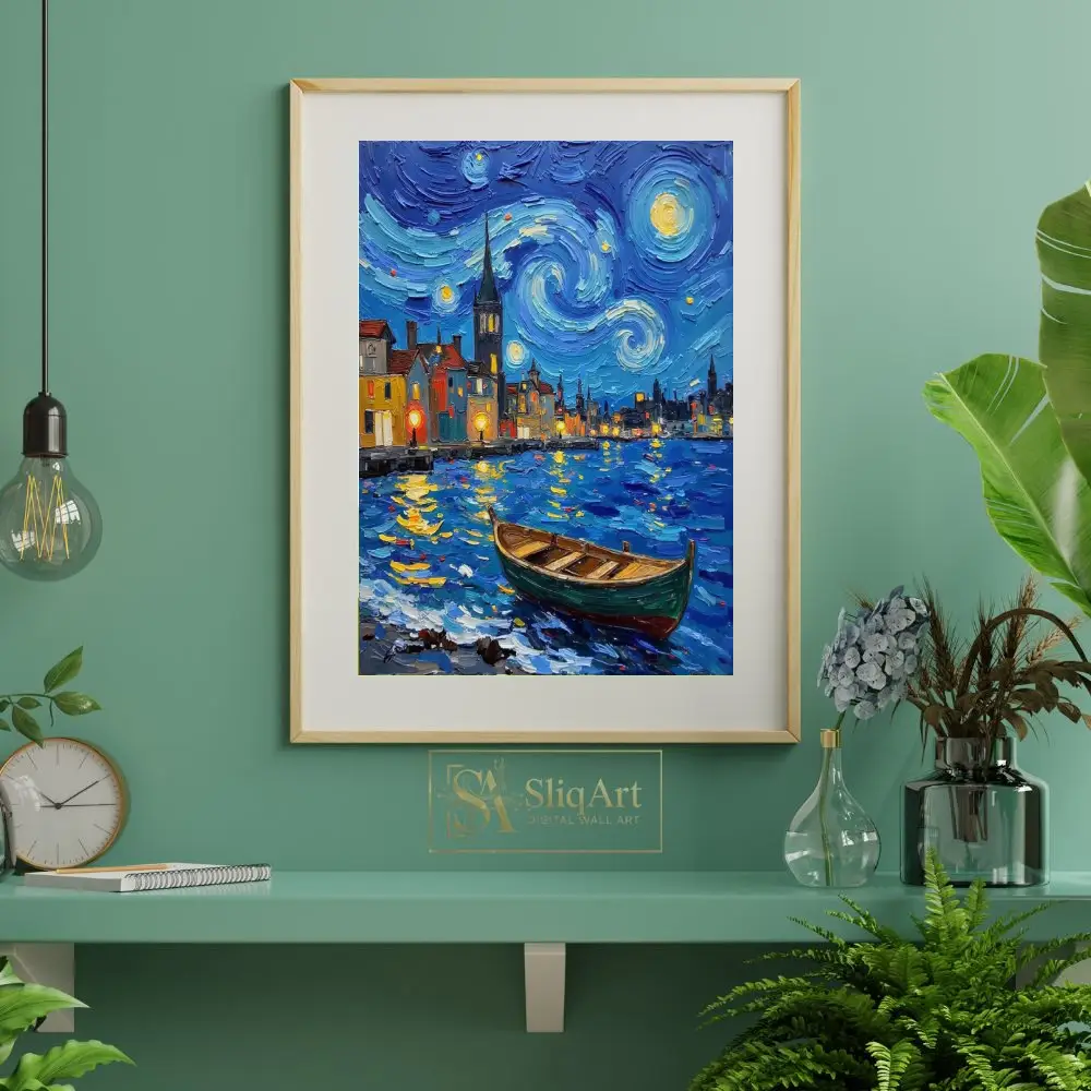 NAU-starry-harbor-lights-impasto-city-art-422-06 NAU starry harbor lights impasto city art 422