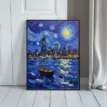 NAU starry metropolis impasto city skyline digital art 424