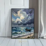 NAU stormfront serenity impasto lone figure ocean digital art print 426
