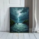 NAU stormy sea and island with lightning 276