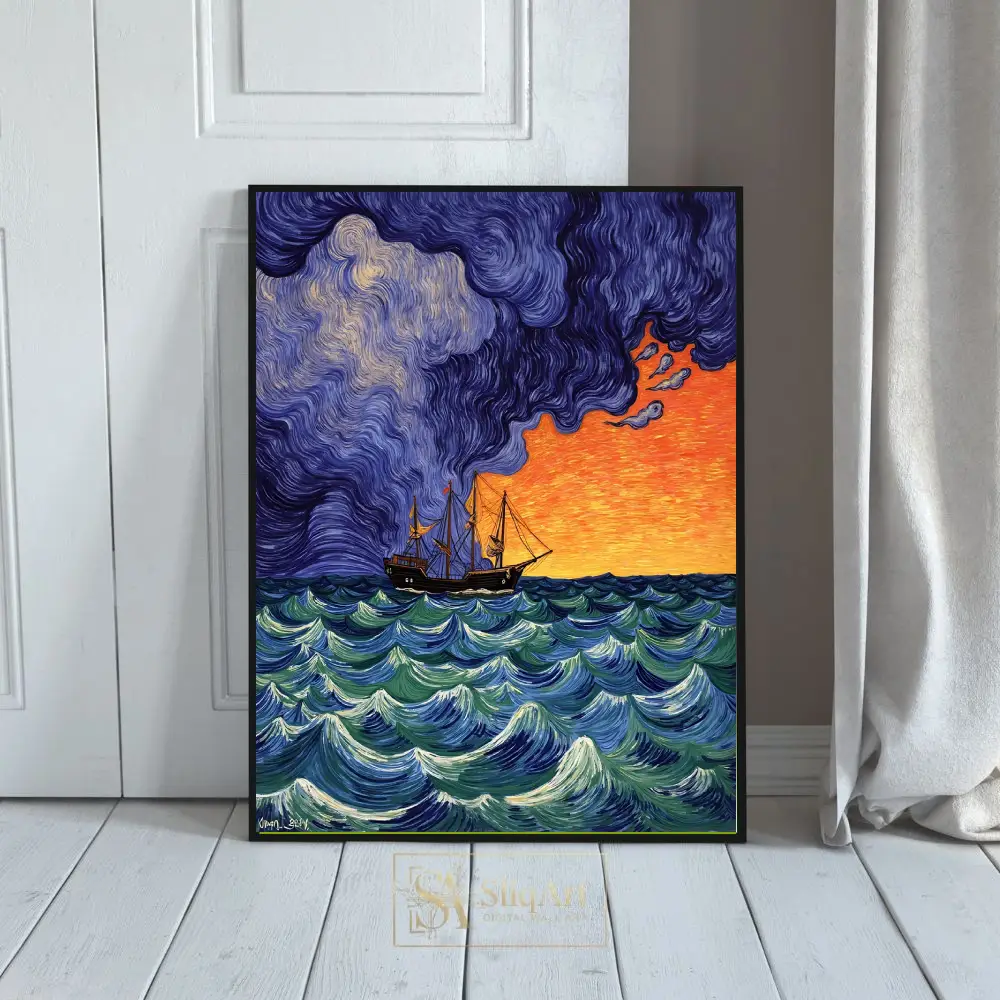 Impressionist Sea Voyage Canvas Art - Nautical Ship Wall Decor